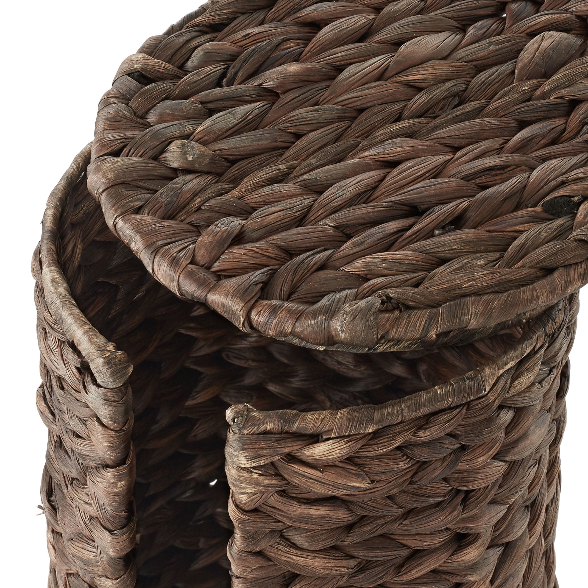 Casafield Toilet Paper Roll Holder with Lid - Espresso Dark Brown, Fits 3 Rolls, Free Standing Hyacinth Bath Tissue Storage Organizer for Bathroom