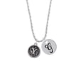 thumbnail image 2 of Delight Jewelry Silvertone Antiqued Round Seal - Initial - Y - Silvertone Script Initial Disc - G - Charm Necklace, 20"+3", 2 of 4