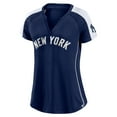 thumbnail image 2 of Women's Fanatics Branded Navy/White New York Yankees True Classic League Diva Pinstripe Raglan V-Neck T-Shirt, 2 of 3