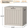 thumbnail image 3 of 31 Gallon Deck Box, Small Outdoor Storage Box Waterproof, Outside Resin Storage Bin for Outdoor Patio Furniture Pillow, Pool Supply, Garden Tool, UV-Resistant and Weatherproof, Greige, 3 of 7