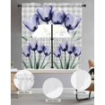 thumbnail image 3 of Light Purple Tulip Kitchen Curtains Sets 24 Inch Length with Valance, Farmhouse Flowers Grey Checkered Swag Valances and Tiers Curtain Set Drapes Swag Curtains for Living Room, Bathroom, Bedroom, 3 of 6