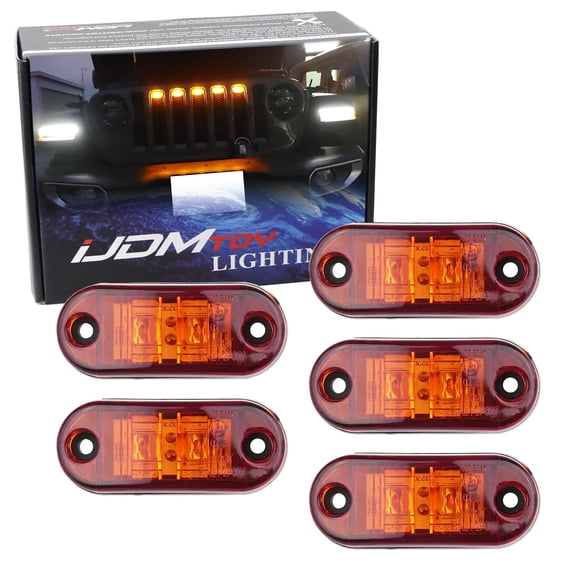 5pc Tinted Dark Amber Lens Yellow LED Front Grill Lighting Kit For 2018-up Jeep Wrangler JL