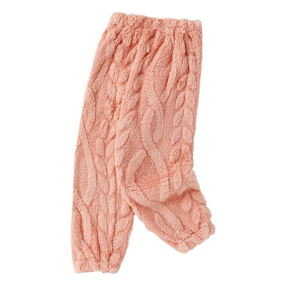 FAOWME Girls Fuzzy Sleep Pants Elastic Waist Trousers Loungewear Pjs Pants Orange 4-5 Years