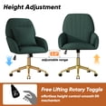 thumbnail image 4 of FervorFurn Home Office Chair, Velvet Makeup Vanity Chair, Comfy with Adjustable Swivel Wheels, for Living Room, Bedroom, Green, 4 of 10
