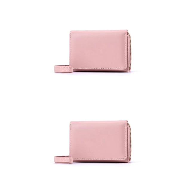 Carteras de moda Minnieouse para mujer tarjetero corto de cuero PU monedero triple con cerrojo AntlerDecor estilo Simple Rosa 2piezas