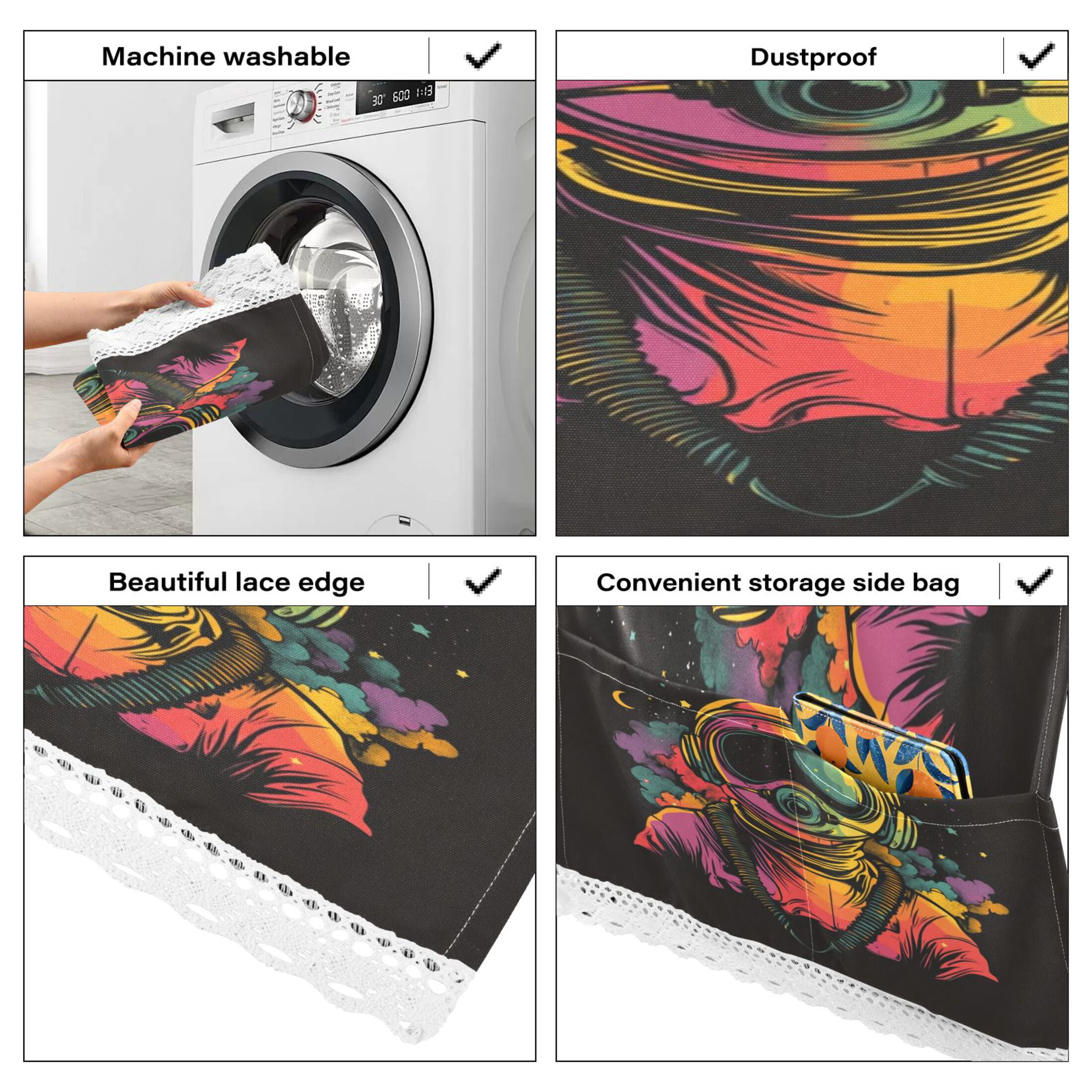 WOBOGO Outer Space Astronauts Pattern Washing Machine Cloth Dryer Refrigerator Top Cover Protective Non-Slip Mat For Kitchen Laundry