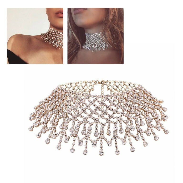 Rhinestone Crystal Choker Necklace Elegant Wedding Necklaces Women's Jewelry  1pc