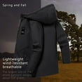 thumbnail image 3 of Men's Casual Fashion Windbreaker Coat-Lightweight Mid-Length Jacket with Adjustable Hood & Two Large Pockets, 3 of 6