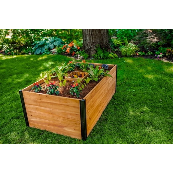 Vita Mezza 3x5 Cedar Keyhole Composting Garden, Golden Brown