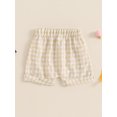 thumbnail image 3 of FEORJGP Little Boy Girl Casual Shorts 0 6M 12M 18M 2T 3T Toddler Baby Elastic Waistband Short Vintage Plaid Print Shorts Hemming Legs Button Shorts Paungewear Bottom for Daily Holiday Summer, 3 of 6