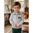 thumbnail image 3 of RUINIXCW Toddler Baby Boy Girl Halloween Sweatshirt Outfit Infant Fall Winter Clothes Embroidery Plaid Lapel Half Zipper Long Sleeve Pullover Tops, 3 of 9