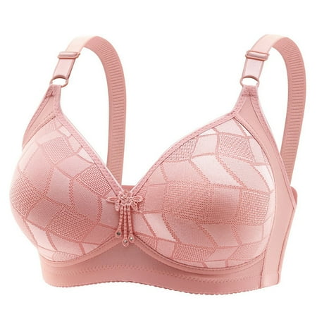 eileial Women s Underwire Bra Minimizer Lace Floral Bra Unlined Unpadded Plus Size Full Coverage Bra Pink 46