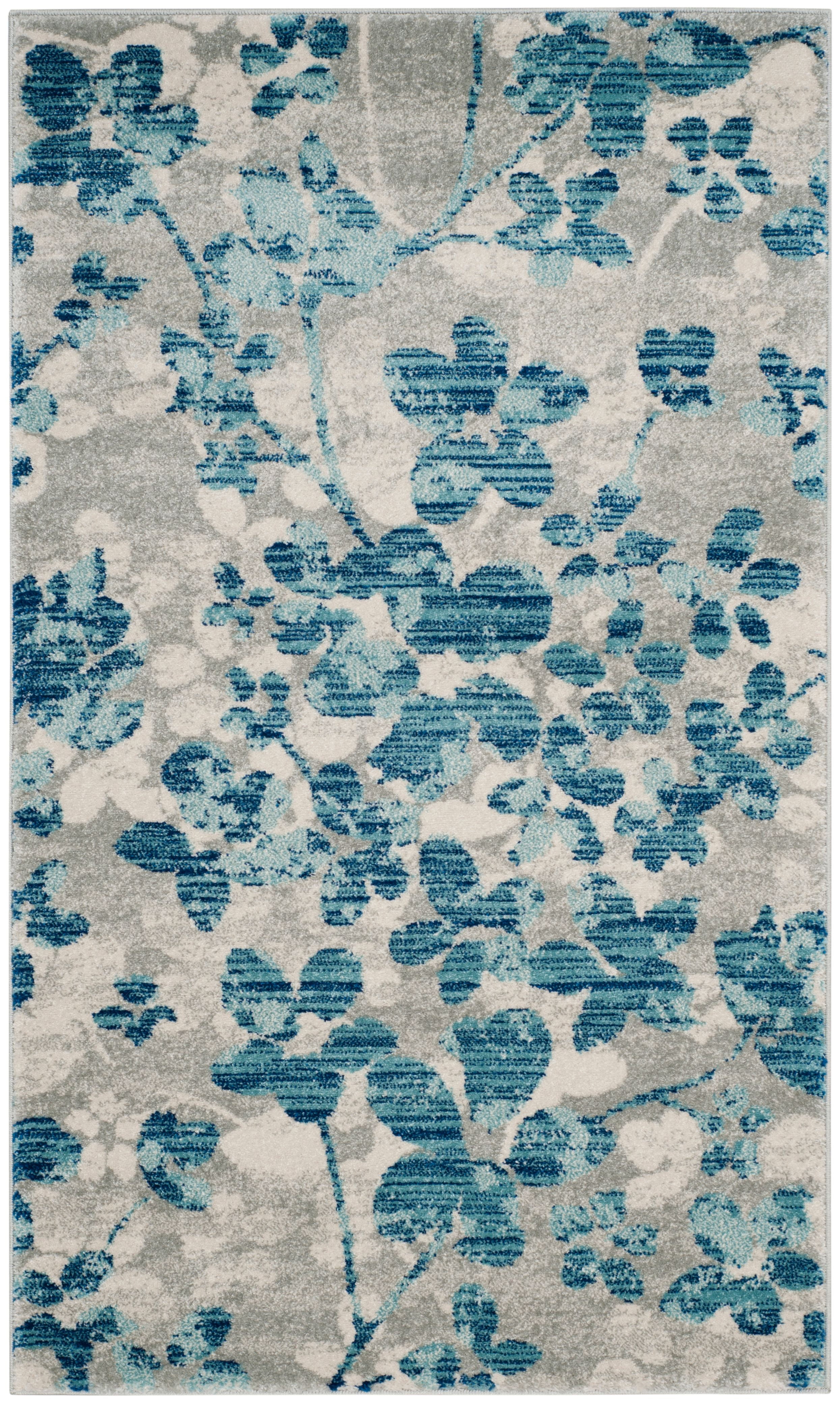 SAFAVIEH Evoke Pavel Floral Flowers Area Rug, Grey/Light Blue, 3' x 5'