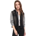 thumbnail image 1 of Día de San Patricio Chaqueta Vaquera Con Capucha Y Cordones En Capas Para Mujer Con Bolsillos Negro S, 1 of 5