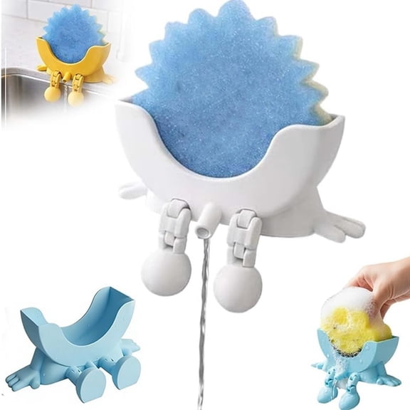 Cute Hanging Sponge Holder with Drainage, 2026 New 3D Printing Dish Sponge Holders with Legs Keeps Your Sponge Dry & Smiling, Funny Sponge Stand for Kitchen Sink & Counter Decor (Without Sponge)