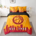 thumbnail image 2 of 7 Pcs Comforter Set King Size,Basketball Bed in a Bag with Flat Sheet and Fitted Sheet and Adults,Sports Bedding Set with Pillowcase and Sham,Miami, 2 of 5