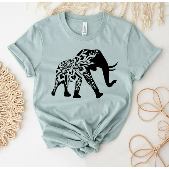 Elephant T-shirt Zoo Animal Shirt Bohemian Tee Mandela Gift Lover Top Save The Elephants Mama Mandala Lucky Boho Shirts Best Idea