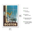 thumbnail image 2 of Boston - Ship in a Bottle Rooster Weathervane - Vintage Travel Poster by William Ward Beeche c.1950s - Fine Art Rolled Canvas Print 27in x 40in, 2 of 4