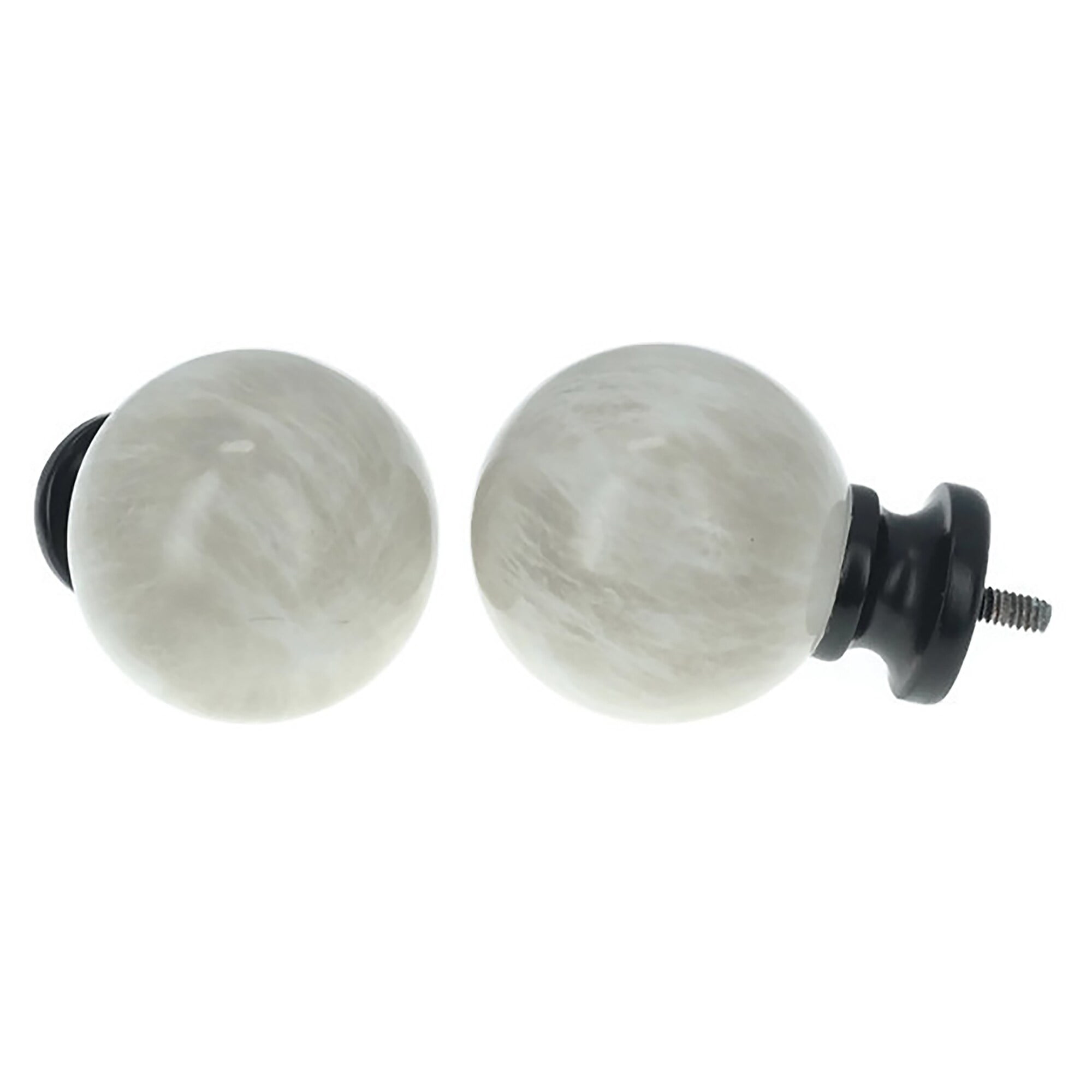 MERIVILLE 1" Single Curtain Rod Set, Adjustable 28–48 Inches, Spanish White Marble Ball Finials, Gunmetal