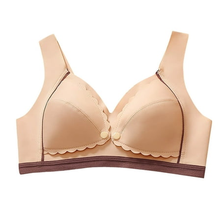 Gnurob Womens Nursing Bras for Breastfeeding Wavy Seamless Maternity Bralette Front Closure Bralettes Wireless Pregnancy Sleep Bra with Support Clearance Saving Khaki 42