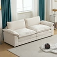 thumbnail image 6 of Ktaxon 86" W Sectional Sofa Modern Convertible Couch with Double Cushions L Shaped Sofa with Reversible Chaise, Teddy Velvet Sofa Set with 2 Wider Seater Teddy White, 6 of 10