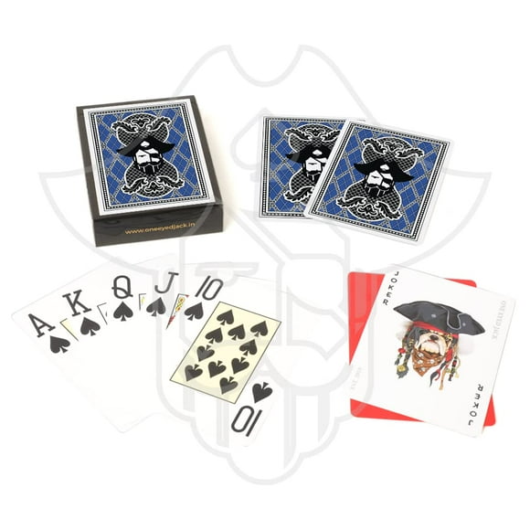 One Eyed Jack Cartes à Jouer en Plastique Premium Couleur Bleue pour Adultes - 1 Jeu de 52 Cartes & Découpe de Carte Gratuite - Format Poker / Cartes de Poker de Haute Qualité & Durables / Cadeau pour Famille & Amis