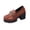 Wine, variant on Women's Platform Chunky Loafers Closed Round Toe Casual Comfort Business Work Shoes, Brown Size 9