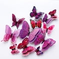 thumbnail image 3 of 12 Pcs Butterfly Wall Decor,3D Butterflies Stickers,Double Layer Butterfly Decorations,Reusable Butterfly Wall Decals,Butterflies Sticker with Magnets for Home Bedroom,Room Decoration,Purple, 3 of 7