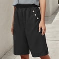 thumbnail image 4 of Womens Bermuda Shorts Elastic Waist Pockets Loose Fit Wide Leg Breathable Knee Length Bermuda Long Shorts for Women, 4 of 8