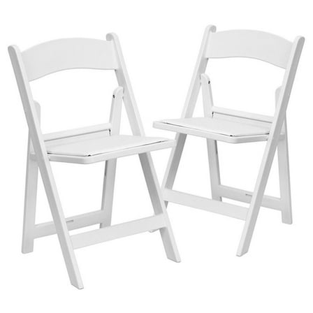 Bowery Hill Resin and Vinyl Folding Chair in White (Set of 2)