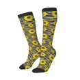 thumbnail image 2 of Vsdgher Sunflowers On Black And White Stripes Print Thigh High Socks Extra Long Stretchy Sock Women Over Knee High Opaque Stocking Daily Wear, 2 of 8