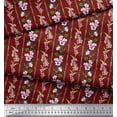 thumbnail image 3 of Soimoi Red Heavy Canvas Fabric Leaves & Azalea Floral Print Fabric By the Yard 58 Inch Wide, 3 of 3