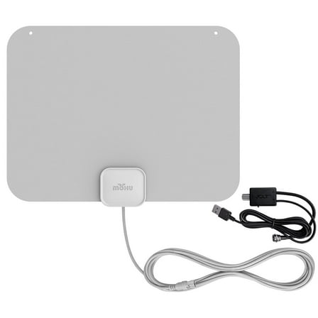 Mohu Leaf Amplified Indoor HDTV Antenna (Grey) with 12ft. Coaxial Cable