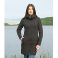 thumbnail image 5 of SAOL Aran Irish Cardigan with Pockets Women's 100% Merino Wool Cable Knit Zip Up Long Coat Jacket Made in Ireland, 5 of 6