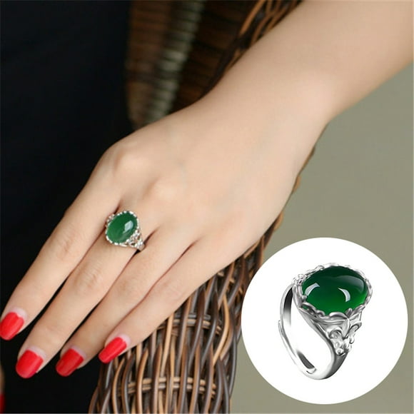 Women Vintage Artificial Emerald Gemstone Wedding Engagement Ring Jewelry Gifts