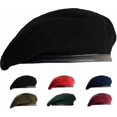 thumbnail image 1 of British Military Berets With Leather Sweatband, Adjustbale Army Black Wool Beret, 1 of 5