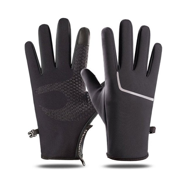Guardurnaity Guantes térmicos de invierno Pantalla táctil Guante a prueba de viento con rayas reflectantes Deportes Senderismo Calentador de manos guantes y mitones Negro