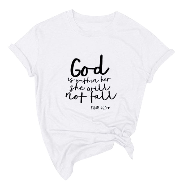 Pompotops Femmes Plus Size Print Col Rond Manches Courtes T-shirt Chemisiers