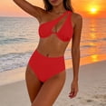 thumbnail image 5 of Roncen Sexy Brazilian Thong High Cut Bikini Sets for Women One Shoulder Cutout Swimsuits 2 Pieces, 5 of 8