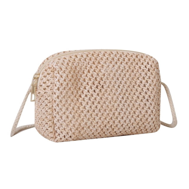 Granjero Gordo Bolso de mano tejido y bolsas de cosméticos, bolso de mano tejido elegante de playa de verano, bolso de hombro de 6,49 x 3,36 x 4,33 pulgadas (blanco)