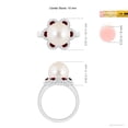 thumbnail image 5 of ANGARA Freshwater Cultured Pearl Floral Ring with Rubies in 14K White Gold for Women | June Birthstone, Birthday, Anniversary, Jewelry Gift for Women | Pearl Ring, 5 of 8