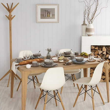 White Eames Style Side Chair, White And Wood Dining Room Chairs