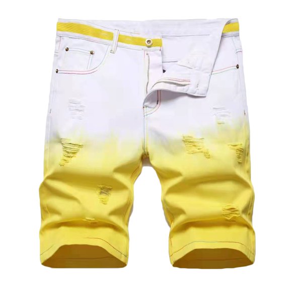 JGTDBPO Jean Shorts for Men Ripped Jean Short Distressed Denim Shorts Summer Casual Tie-dye Printing Classic Straight Jeans Shorts with Pocket