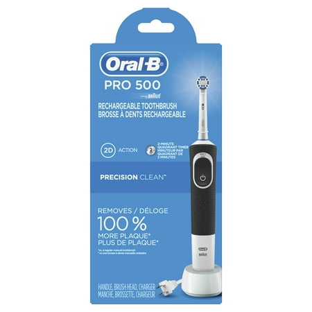 Oral-B Pro 500 ($5 Rebate Available) Precision Clean Electric Rechargeable Toothbrush, powered by (Best Way To Use Electric Toothbrush)