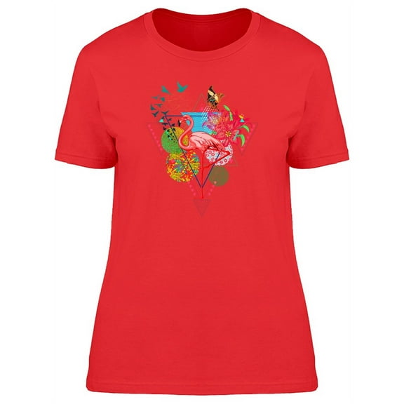 Colorful Abstract Flamingo T-Shirt Women -Image by Shutterstock, Female XX-Large