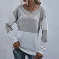 thumbnail image 4 of Moda mujer Casual manga larga cuello redondo rayas señoras suéter tejido Tops Fridja  hkj939, 4 of 6