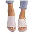 thumbnail image 2 of MKLEKYY Sandalias de Mujer Sandalias de Tacón Bajo Con Suela de Lino de Color Liso para Mujer Zapatillas, 2 of 4