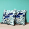 thumbnail image 3 of Three Roses with Butterfly Indoor/Outdoor Pillow in Electric Blue Cream Off-White 26x26, 3 of 5