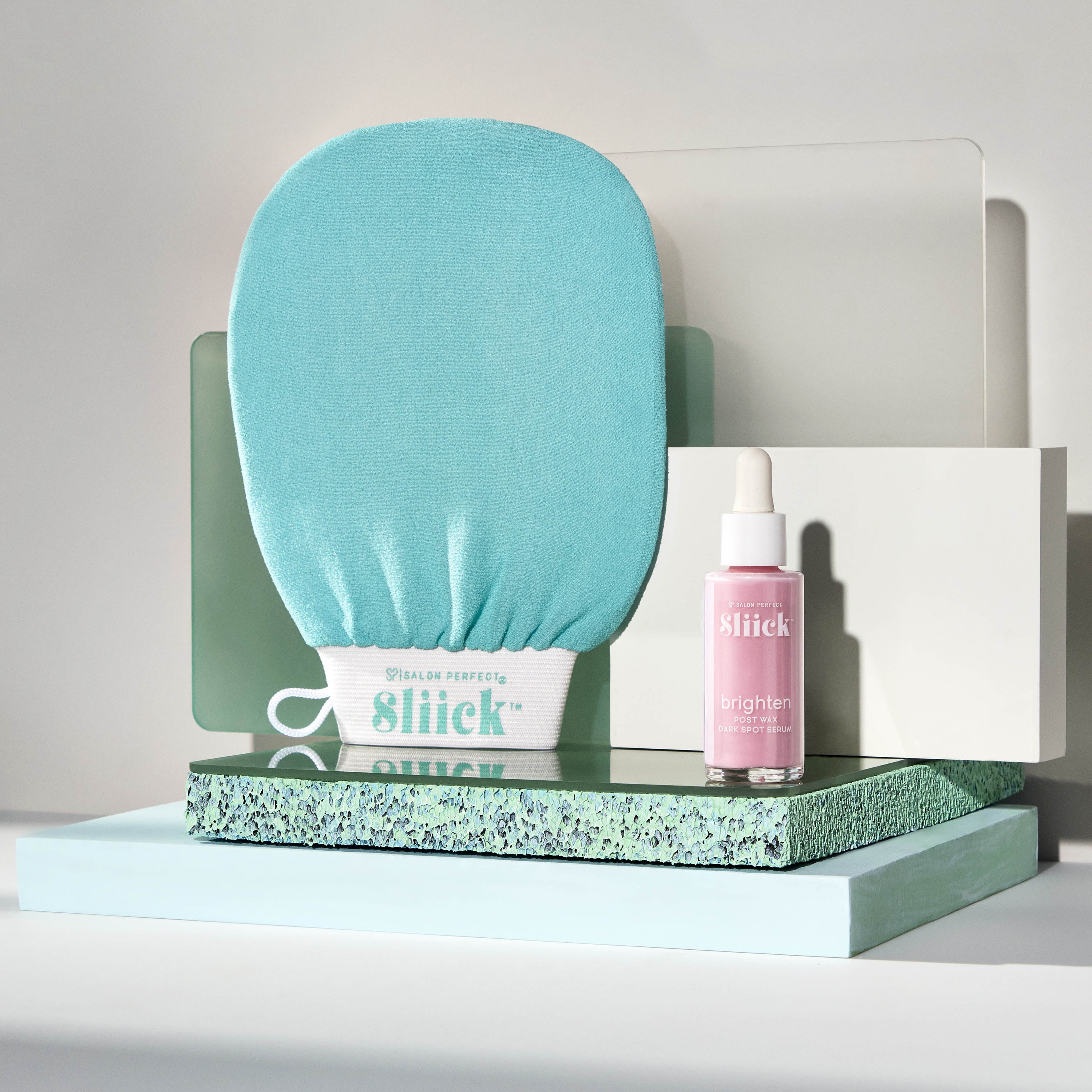 Sliick Buff & Brighten Ingrown Rescue Kit, Contains 1 Exfoliating Body Mitt and Brightening Serum, Ingrown Hair Treatment,1 fl oz