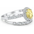 thumbnail image 2 of Divine Creation 14K White Gold Plated 2.10 Ct Oval Cut Yellow Citrine Wedding Engagement Halo Bridal Ring Set 925 Sterling Silver For Women's -8, 2 of 3